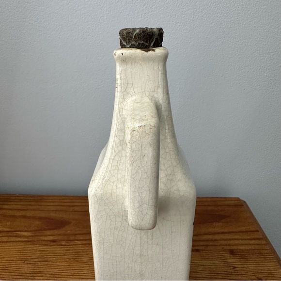 Antique Vinegar Bottle Jug Blue White Windmill Vintage Pottery Cork Decor - Picture 8 of 9